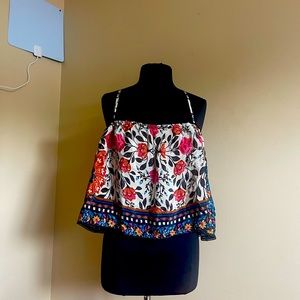 Farm rio silky tropical print top